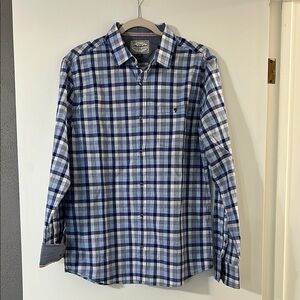 Casual Blue and White Plaid Button Down Shirt